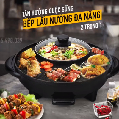 BẾP LẨU NƯỚNG ĐIỆN ĐA NĂNG BBQ 2 TRONG 1 CAO CẤP - HÀNG CHÍNH HÃNG