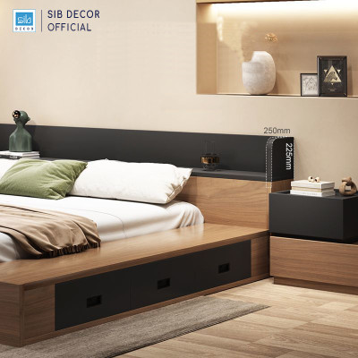 Giường Ngủ Tatami Kiểu Nhật Độc Đáo, Kèm 3 Ngăn Kéo Và Bệ Ngồi Rộng Rãi SIB Decor GN17