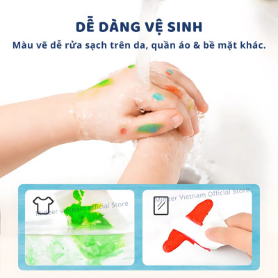 Finger Paint Mideer màu vẽ mặt, vân tay, màu nước an toàn cho bé kèm sổ vẽ và dụng cụ