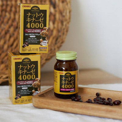 Viên Uống Natto Kinase 4000FU Orihiro 60 Viên Nhật Bản Hỗ Trợ Phòng Chống Đột Quỵ Tai Biến