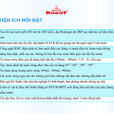 Máy Lọc Nước Điện Giải Ion Kiềm ROBOT IonSmart 510 Nóng Thông Minh Tạo 10 Loại Nước Sử Dụng - Hàng Chính Hãng