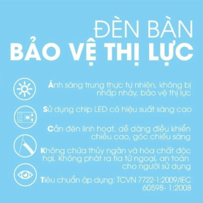 Đèn bàn (đèn học chống cận) LED 5W Rạng Đông - màu Trắng / ánh sáng Vàng (RL-32) - Giao Màu Ngẫu Nhiên