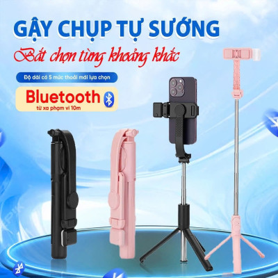 Gậy Selfie 3 Chân Kèm Đèn Trợ Sáng – Tự Sướng & Quay Video Đa Góc Độ Có Remote