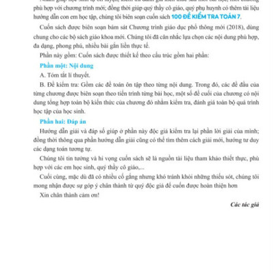 Sách - 100 Đề Kiểm Tra Toán 7 - Biên soạn theo chương trình GDPT mới