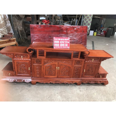Kệ tivi vòm gỗ gõ đỏ