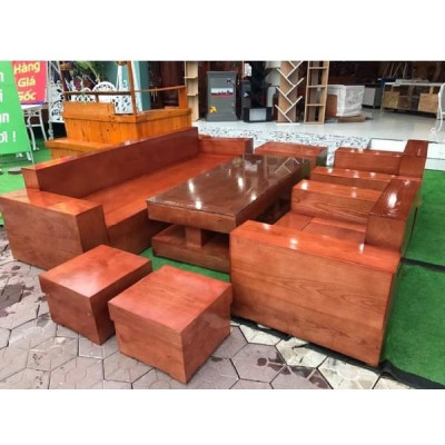 Bàn ghế Phòng Khách gỗ Sồi Nga bộ đối mẫu 115