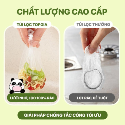 100 túi lọc rác bồn rửa chén TOPGIA, giỏ lưới tiện lợi, giữ cho chậu rửa luôn sạch sẽ.