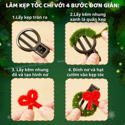Kẽm nhung làm hoa cây thông trang trí giáng sinh cho bé DIY Noel Mideer Christmas Crafting