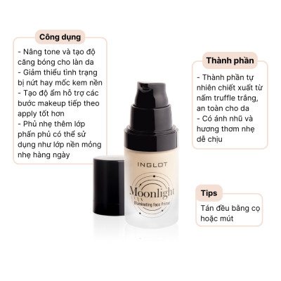 Bộ trang điểm má hồng, bắt sáng, tạo khối 3in1 Face Palette + Kem lót có nhũ Moonlight Primer - Inglot