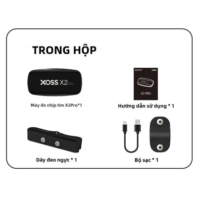 Cảm Biến Nhịp Tim Đeo Ngực Cho VĐV Chuyên Nghiệp XOSS X2 PRO Calories HRM ANT+ Bluetooth IP67 Tương Thích Garmin Bryton Xoss