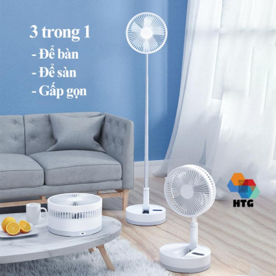Quạt không dây gấp gọn CYKE P10 tự động xoay, có remote điều khiển, hẹn giờ và kiêm đèn ngủ, 5 cánh, hàng chính hãng