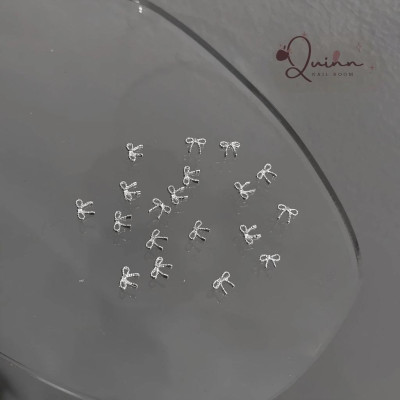 Set 50 Charm Nơ Bạc Nơ Gân Thừng Bằng Hợp Kim Sáng Bóng Làm Nail Cao Cấp Trang Trí Gắn Móng Điệu Đà