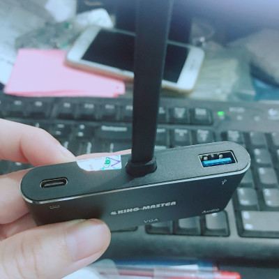 Hub Type-C ra Usb 3.0+Hdmi+Vga+Audio 5 in 1 KingMaster - hàng nhập khẩu
