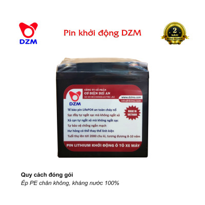 Pin khởi động Mô tô pkl DZM BP120, Tuổi thọ 8-10 năm | Thay Ắc quy chì | Pin Lithium LifePO4 | 12V - 10Ah - 200A | Phù hợp với các dòng xe phân khối lớn 1000cc-1500cc