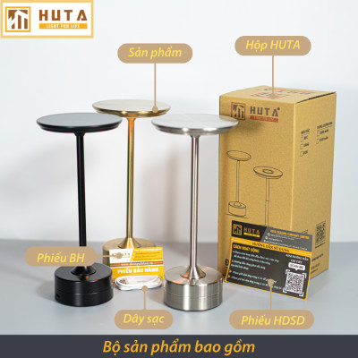 Đèn Bàn Led Quầy Bar Nhà Hàng HUTA AL3 Sang Trọng Cảm Ứng Pin Sạc Tích Điện USB Điều Chỉnh Ánh Sáng Vàng Trang Trí Quán Cà Phê Lounge Sự Kiện