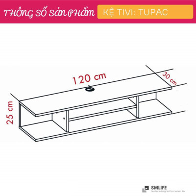 Kệ tivi gỗ treo tường phòng khách SMLIFE Tupac