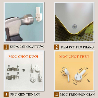Bộ tranh gương 3 bức. Chất liệu bề mặt gồm 2 lựa chọn PVC hoặc mica trong suốt, 2 lựa chọn viền khung ms: 23129727L1