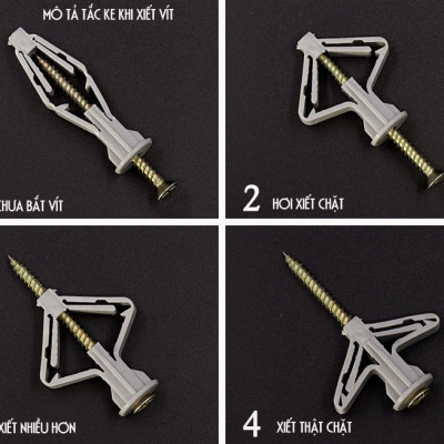 COMBO 10 BỘ TẮC KE BƯỚM, VÍT NỞ BƯỚM DẠNG MỎ NEO,  BẮT VÍT TƯỜNG, THẠCH CAO, GỖ,CHO MỌI LOẠI VẬT LIỆU, SIÊU GIỮ CHẮC.