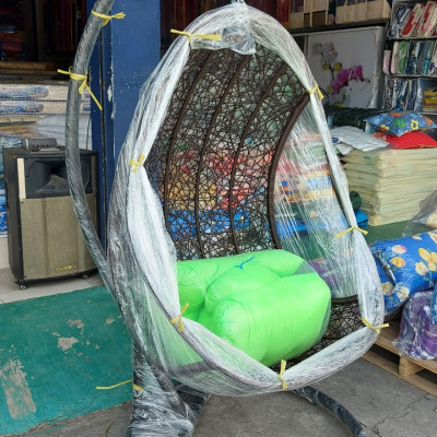 Xích đu sân vườn Juno Sofa cây cong lồng mây nhựa đan 1m x 1m x cao 1m75