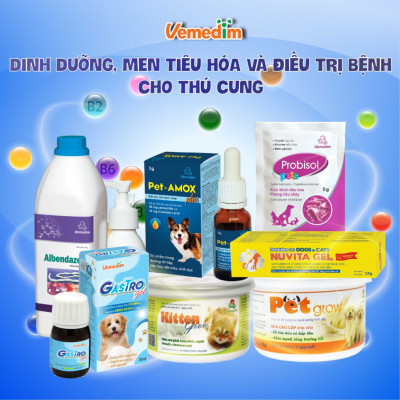 Vemedim Vime-deworm phòng và điều tr.ị giun sán cho chó, mèo, an toàn cho chó con và mèo con, chai 20ml