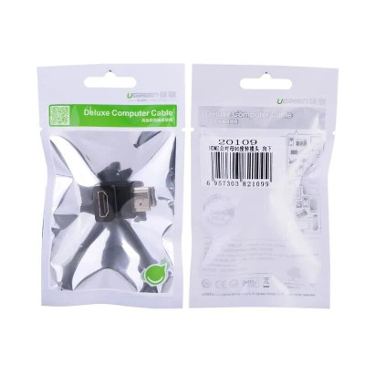 Ugreen UG20109HD112TK Màu Đen Đầu nối dài HDMI gập 90 độ - HÀNG CHÍNH HÃNG