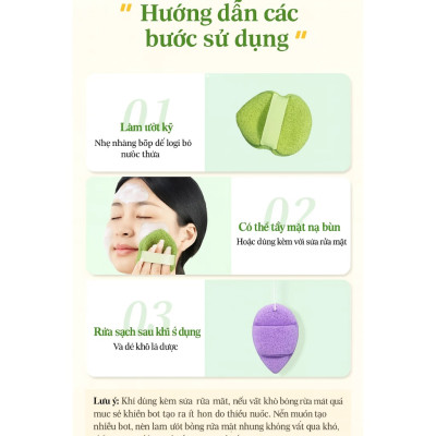 Combo 3 Bông Mút Rửa Mặt, Mút Bọt Biển Làm Sạch Mặt, Dùng Cho Mọi Loại Da Rất Tiện Lợi