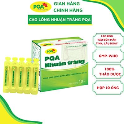 PQA Nhuận Tràng dạng ống là dược phẩm thảo dược có tác dụng nhuận tràng dùng cho người lớn và trẻ em trên 6 tuổi bị táo bón, táo bón lâu ngày.