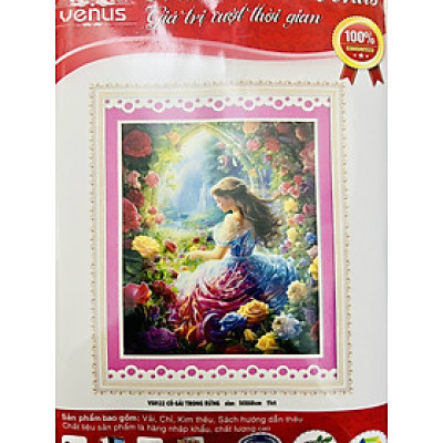 Tranh thêu kín cô bé trong rừng vs8122, kích thước 50 x 68 cm