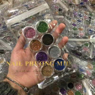 Set 8 Hũ Nhũ Rắc Flash Nail Siêu Sáng 7g/Hũ, Trang Trí Móng Lung Linh, Đa Dạng Màu Sắc, Dành Cho Làm Nail Chuyên Nghiệp