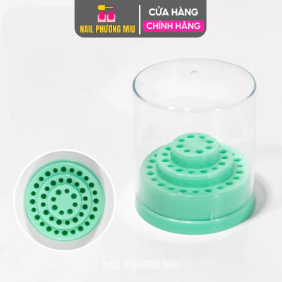 Hộp Đựng Đầu Mài 48 Lỗ Bằng Nhựa Màu Ngẫu Nhiên Size To Nhỏ, Hộp Cắm Đầu Mài Móng Làm Nail Chuyên Dụng, Nắp Bảo Quản Chắc Chắn, Chống Bụi Bẩn