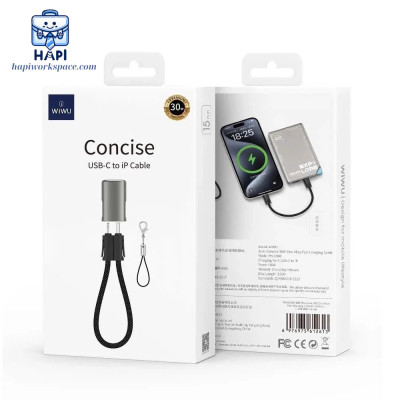Cáp sạc hàng chính hãng WiWU C to L PD30W WI-C040 (15cm): Thiết kế móc khóa siêu gọn, chuyên dùng sạc dự phòng iP