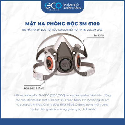 Bộ mặt nạ chống hóa chất 3M 6100/6200 + Phin lọc 3M 6003 - Mặt nạ bảo vệ hô hấp
