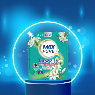 Túi nước giặt Maxpure Hương Lily Hy Lạp 3,2L - TẶNG 1 dây 10 gói nước xả hương CoCo