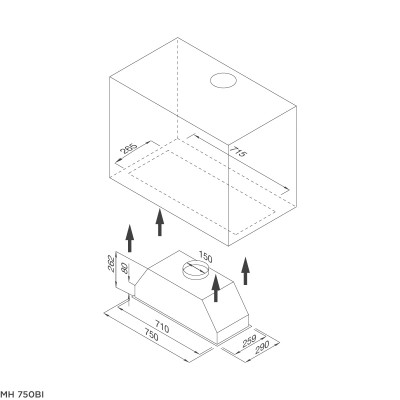 Máy hút khói khử mùi âm tủ MH 750BI - Tặng Chảo không dính SA-02 + Bộ lót nồi (4 cái) MST-6667 - Hàng chính hãng