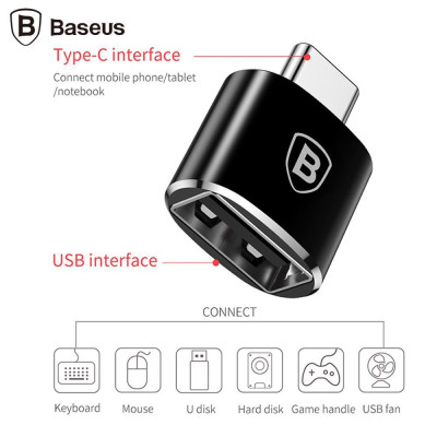 Đầu chuyển OTG USB Type C sang USB Full size Baseus LV106 (CATJQ-B01)- Hàng chính hãng.