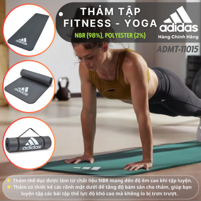 Thảm Tập Fitness, Yoga Chính Hãng ADIDAS ADMT-11015 Fitness Mat Cao Su NBR Độ Dày 10mm - Độ Bám Tốt