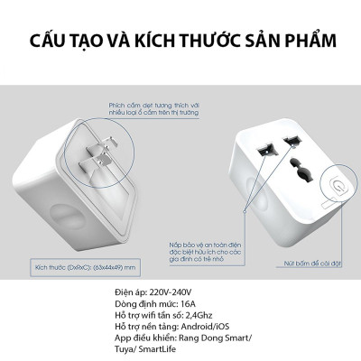 Ổ cắm đa năng tiện lợi điều khiển từ xa wifi 
