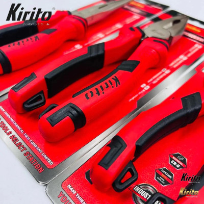 Bộ Kìm Kirito 3 Món Cho Thợ Điện – Thép CR-V – Siêu Bền – Cắt Dây, Uốn, Gắp- Kìm đỏ đen KIRITO