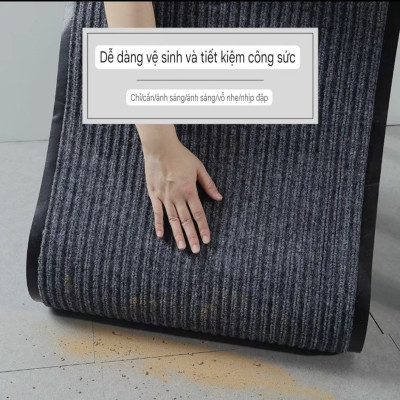 Thảm chùi chân dành cho gia đình nhà hàng khách sạn đế cao su chống trượt mặt thảm sợi len tổng hợp dạng sọc Stripmate Màu Xám đen & đổ đun