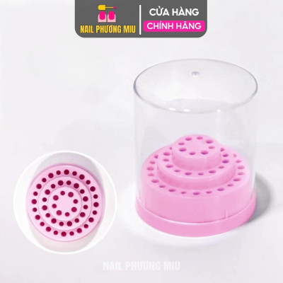 Hộp Đựng Đầu Mài 48 Lỗ Bằng Nhựa Màu Ngẫu Nhiên Size To Nhỏ, Hộp Cắm Đầu Mài Móng Làm Nail Chuyên Dụng, Nắp Bảo Quản Chắc Chắn, Chống Bụi Bẩn