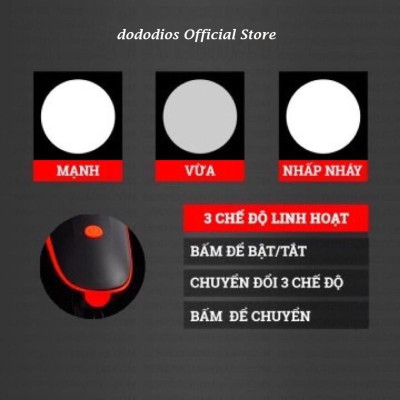 Đèn xe đạp thể thao dododios siêu sáng có còi pin sạc usb led T6 chống nước - MàuĐỏ