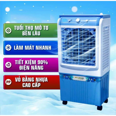 Quạt đá, quạt hơi nước, quạt điều  hoà 45L có bánh xe tặng kèm 2 hộp đá khô, Hàng chính hãng