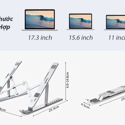 Đế Tản Nhiệt Cao Cấp Dành Cho Macbook, Laptop - Thiết Kế Sang Trọng - Tiện Lợi Cho Việc Mang Theo - Tùy Chỉnh Độ Cao Và Gấp Gọn - Chất Liệu Hợp Kim Nhôm - Hàng Chính Hãng - VinBuy