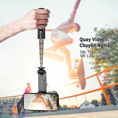 Gậy Chụp Hình Gimbal Chống Rung HIGH TECH GATE Q09 Mini Cầm Tay Du Lịch, Chụp Ảnh Tự Sướng Selfie, Quay Video, Livestream, Quay Tiktok Mọi Nơi, Có Đèn Sáng Tháo Rời, Hàng Chính Hãng
