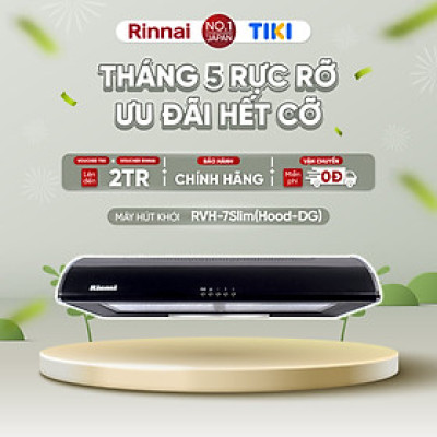 Máy hút mùi 70cm Rinnai RVH-7Slim(Hood-DG) than hoạt tính và ống thoát 380W - Hàng chính hãng.