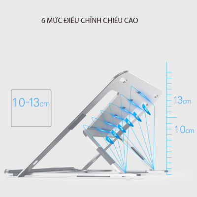 Giá Đỡ Ipad, Máy Tính Bảng Hợp Kim Nhôm 6 Mức Điều Chỉnh Chiều Cao Thông Thoáng Hỗ Trợ Tản Nhiệt Hàng Nhập Khẩu Chính Hãng KitAcoom