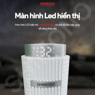 Quạt Tháp SHIMONO SM-TF46GL 45W Họa Tiết Kim Cương Cao Cấp, Màn Hình Led Hiển Thị Nhiệt Độ Phòng, Cao 117cm, BH 12 Tháng Hàng Chính Hãng