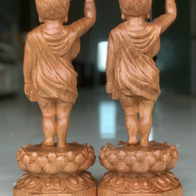 Tượng phật đản sanh bằng gỗ hương đá kt cao 40×15cm