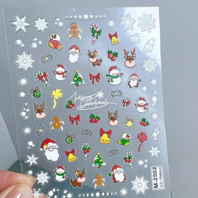 Hình Dán Móng Sticker Ông Già Noel 5D Làm Nail Siêu Xinh, Miếng Dán Móng Hình Giáng Sinh, Bông Tuyết, Tuần Lộc