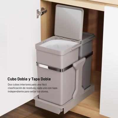 SET 2 THÙNG RÁC TỦ BẾP EKO DECO DUO EK9932 ( 20L + 15L ) Hàng chính hãng